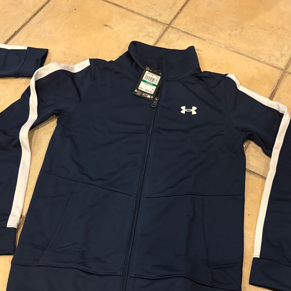 Under Armour Kids Navy and White Track Jacket